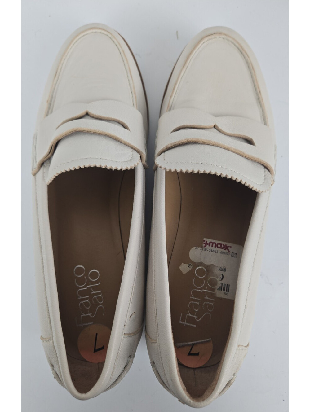 Franco Sarto Dedra Cream Leather Penny Loafers Shoes Lug Bottom Size 7 - Picture 6 of 7